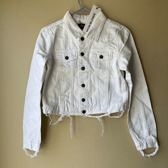 Neon Blonde Rebel Jacket in White Size Small - Picture 1 of 2